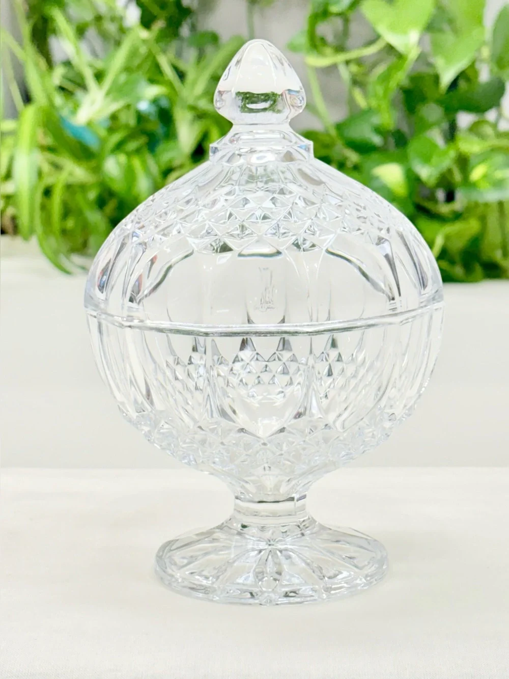 Vintage Cristal d’Arques Longchamp 24% Lead Crystal Candy Dish with Lid